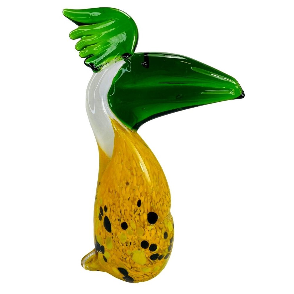 Fifth Avenue Crystal Tropical Toucan Yellow Bird Large  Blown Glass Figurine